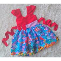 Vestido Infantil Temático Simples Ariel a Pequena Sereia RF02