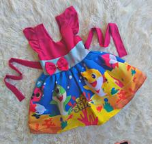 Vestido Infantil Temático Simples Baby Shark