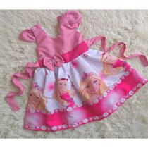 Vestido Infantil Temático Simples Barbie Rosa