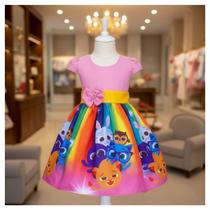 Vestido Infantil Temático Simples Bolofofo Arco-íris Vestido Infantil Temático Simples Bolofofo Arco-íris