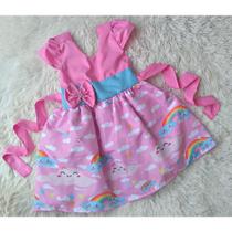 Vestido Infantil Temático Simples Chuva de Amor Rosa