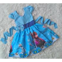 Vestido Infantil Temático Simples Frozen