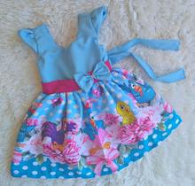 Vestido Infantil Temático Simples Galinha Pintadinha Azul