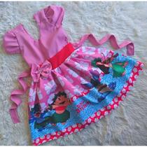 Vestido Infantil Temático Simples Lilo Stitch Rosa