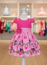 Vestido Infantil Temático Simples Minnie Rosa Adulta Vestido Infantil Temático Simples Minnie Rosa Adulta
