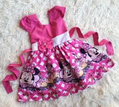 Vestido Infantil Temático Simples Minnie Rosa Pink