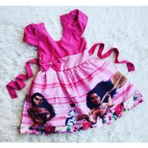 Vestido Infantil Temático Simples Moana Adulta Rosa