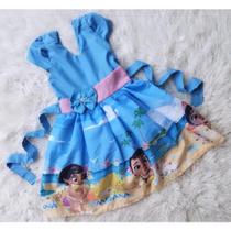 Vestido Infantil temático Simples Moana Baby Azul