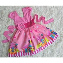 Vestido Infantil Temático Simples Pocoyo Rosa