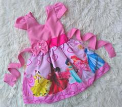 Vestido Infantil Temático Simples Princesas Disney Rosa