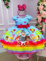 Vestido Infantil Temáticos Azul Mundo Bita luxo Vestido Infantil Temáticos Azul Mundo Bita luxo