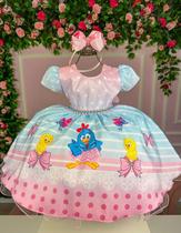 Vestido Infantil Temáticos da Gigi Galinha Pintadinha Azul e Rosa