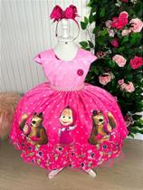 Vestido Infantil Temáticos da Gigi Masha Macha Pink luxo