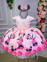 Vestido Infantil Temáticos da Gigi Minnie Minie Rosa