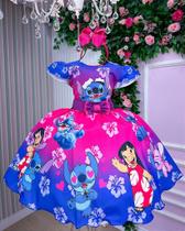 Vestido Infantil Temáticos Luxo Lilo e Stitch - Confeccionado em Tecido Misto Vestido Infantil Temáticos Luxo Lilo e Stitch - Confeccionado em Tecido Misto