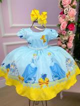 Vestido infantil Tematicos Princesa Cinderela Azul Luxo