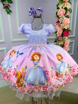 Vestido Infantil Temáticos Princesa Sofia Lilas - Envio Já