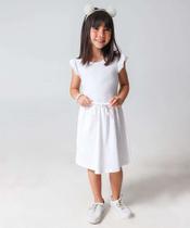 Vestido Infantil Textura Marisa Tam 4 a 10 Off White-78122