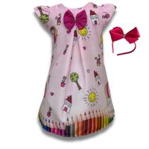 Vestido Infantil Trapézio Aquarela Lápis