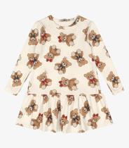 Vestido Infantil Trick Nick bege