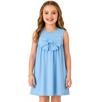 Vestido Infantil Tricoline Laço Stras Trick Nick Azul 1 a 10