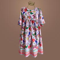 Vestido Infantil Tucano Estampa Tropical para Passeios e Festas