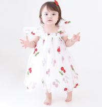 Vestido Infantil Tule Cerejinhas com Asinhas