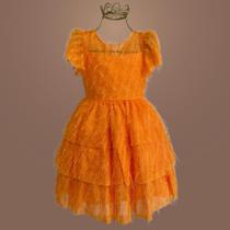 Vestido Infantil Tule com Efeito Plumas Look Exclusivo com Tule e Charme Vestido Infantil Tule com Efeito Plumas Look Exclusivo com Tule e Charme