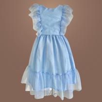 Vestido Infantil Tule Glitter Babados Look Princesa com Volume e Brilho para Festinhas