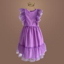 Vestido Infantil Tule Glitter Babados Look Princesa com Volume e Brilho para Festinhas Vestido Infantil Tule Glitter Babados Look Princesa com Volume e Brilho para Festinhas