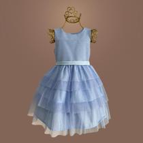 Vestido Infantil Tule Glitter com Lastex