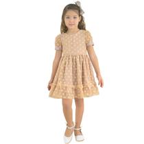 Vestido Infantil Tule Poá Várias Cores Luxuoso