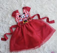 Vestido Infantil Tule Temático Minnie Vermelho