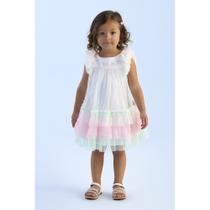 Vestido Infantil Tules com Babados nas Mangas - Petit Cherie