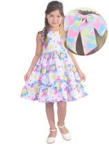 Vestido Infantil Ursinhos Coloridos Estilo Neon + Enfeite de Cabelo Vestido Infantil Ursinhos Coloridos Estilo Neon + Enfeite de Cabelo