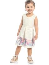 Vestido Infantil Verão Com busto em Laise e Cinto em Pérolas Unicórnio - Kamylus