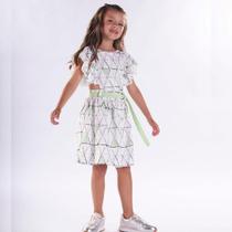 Vestido Infantil Verão Detalhes Neon Tam 6 a 12 - Kiki Xodó