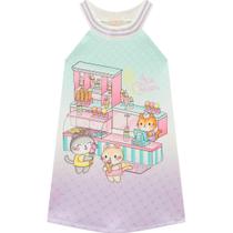 Vestido Infantil Verão Em em Fly Tech Gatinhos Tam 2 a 14 - Infanti