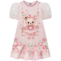 Vestido Infantil Verão em Fly Tech Ursa Tam 6 a 12 - Kukiê