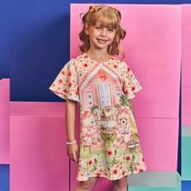 Vestido Infantil Verão em Fly Tech Ursinhos Tam 2 a 14 - Kukiê