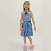 Vestido Infantil Verão em jeans com elastano Barbie Tam 6 a 12 - Infanti