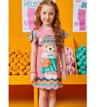 Vestido Infantil Verão em Molecotton Ursinho - Ref. 67743 - Kukiê