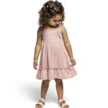 Vestido Infantil Verão Jacquard Xadrez Salmão - Kamylus