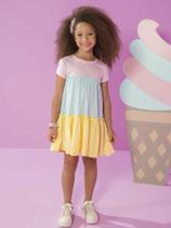 Vestido Infantil Verão Meia Malha Colorido Tam 1 a 12- Kukiê