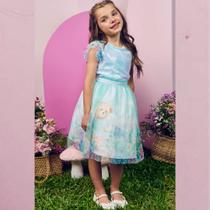 Vestido Infantil Verão Paetê e Tule Festa Ursa - Infanti