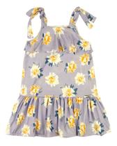 Vestido Infantil Verão Sem Mangas Microfibra Estampa Digital Floral - Lilas