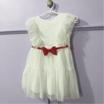 Vestido Infantil Verão Tule Com Cinto Vermelho - Kiki Xodó Vestido Infantil Verão Tule Com Cinto Vermelho - Kiki Xodó