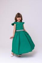 Vestido Infantil Verde Bandeira Longo Dama de Honra Luxo Festas - Formatura