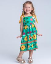 Vestido Infantil Verde com Estampa Jardim Encantado