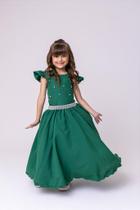 Vestido Infantil Verde Esmeralda para Formatura Longo Dama de Honra Luxo Festas Vestido Infantil Verde Esmeralda para Formatura Longo Dama de Honra Luxo Festas
